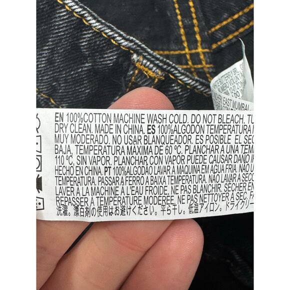 Forever 21 Women's Cargo Carpenter Wide Leg Black Denim Jeans - Size 25 (26x30) - Picture 5 of 6